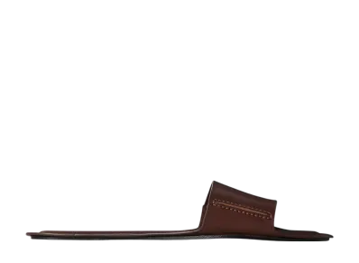 The Row Women's Sara Strap Slide in Leather "Chocolate"