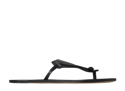 The Row Women's Helena Flip Flop in Leather "Black"