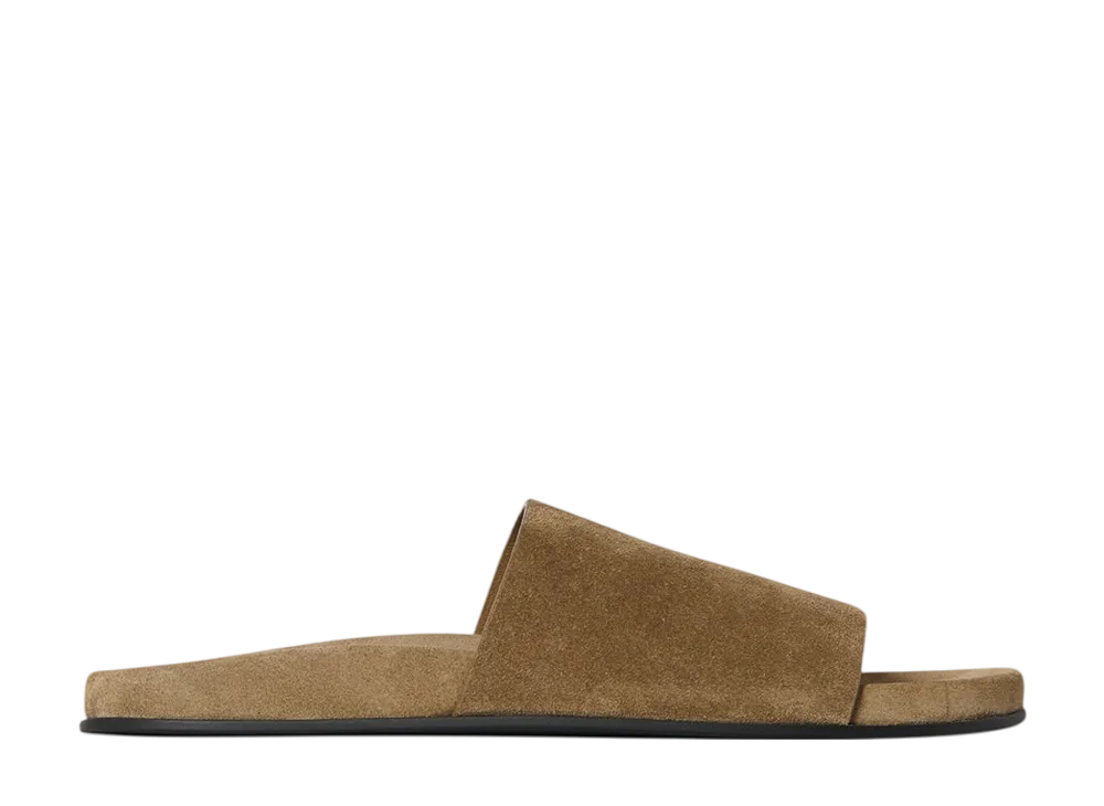 The Row Women's Hugh Slide in Suede "Military"