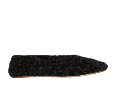 The Row Women's Embroidered Stella Slipper in Leather and Glass "Black"