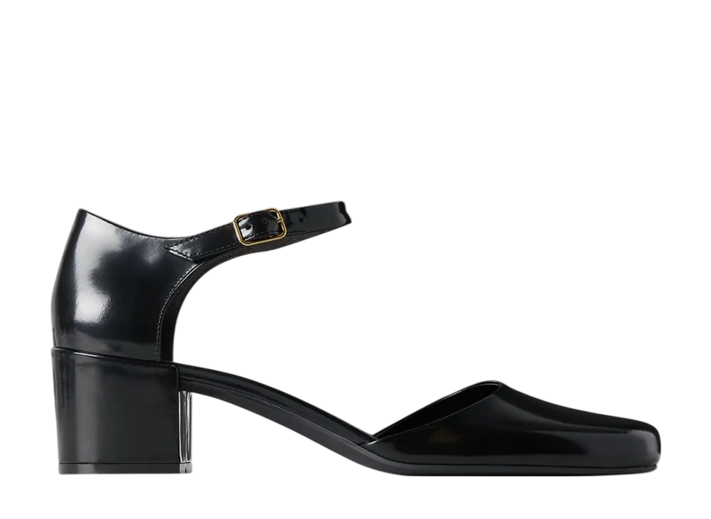 The Row Women's Penelope Ankle Strap Heel in Leather "Black"