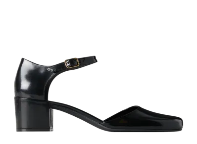 The Row Women's Penelope Ankle Strap Heel in Leather "Black"