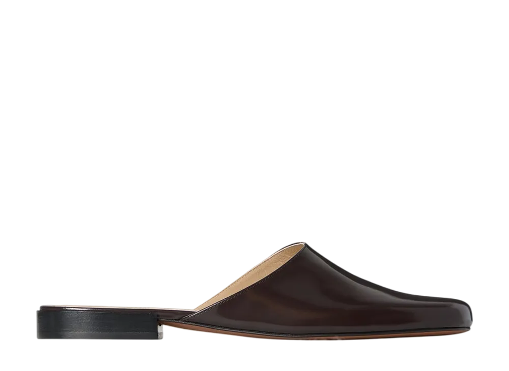 The Row Women's Penelope Mule in Leather "Lacquer Brown"