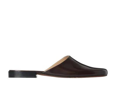 The Row Women's Penelope Mule in Leather "Lacquer Brown"