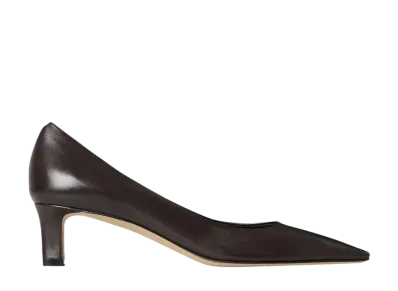 The Row Women's Carla Pump 45 in Leather "Lacquer Brown"