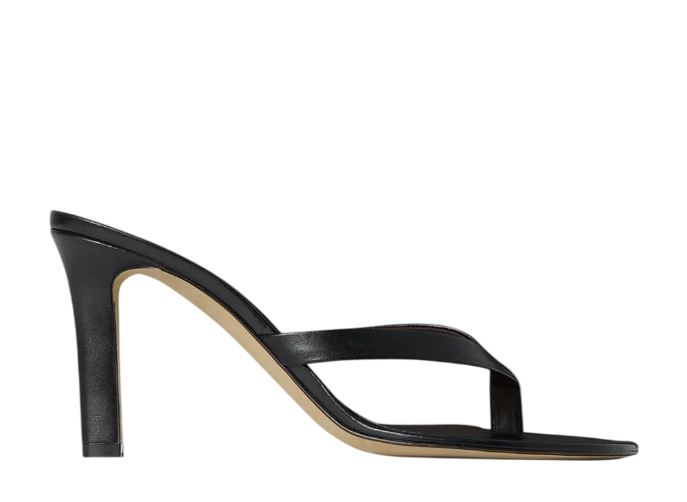 The Row Women's Sacha Heel Thong Sandal in Leather "Black"