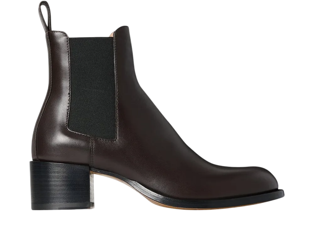 The Row Women's Nobilis Chelsea Boot in Leather "Lacquer Brown"