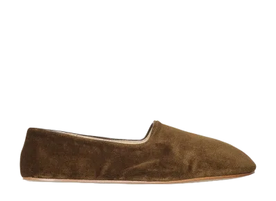 The Row Women's Ponti Slippers in Velvet "Moss"