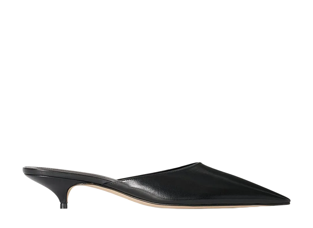 The Row Women's Liisa Kitten Mules in Leather "Black"