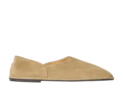 The Row Canal Slip Ons in Suede "Mud Brown"