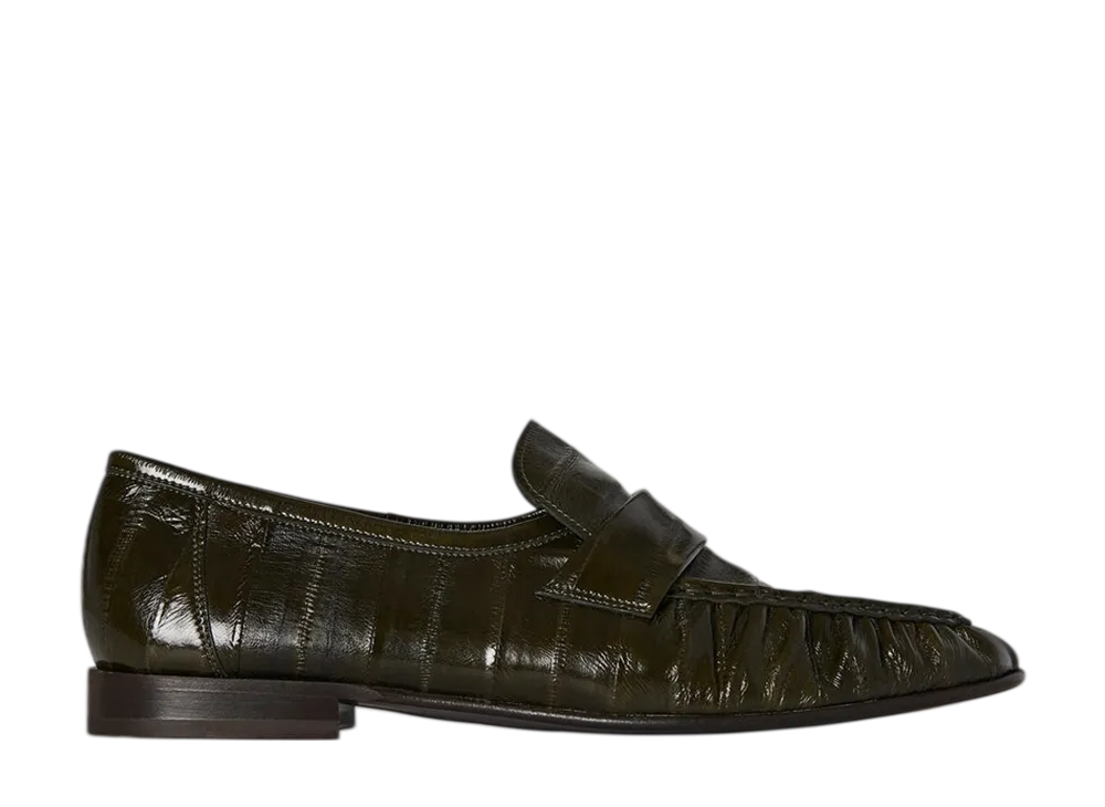 The Row Soft Loafer in Eel "Olive"
