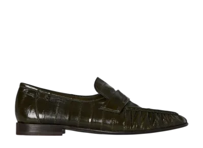 The Row Soft Loafer in Eel "Olive"