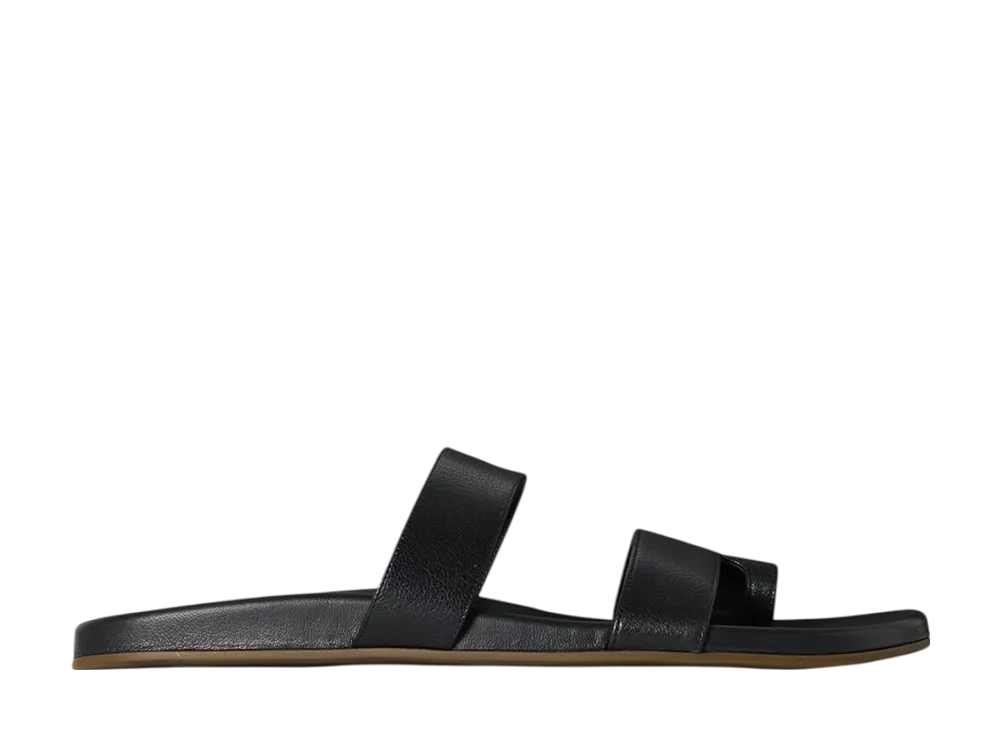 The Row Hugh Sandal in Leather "Black"