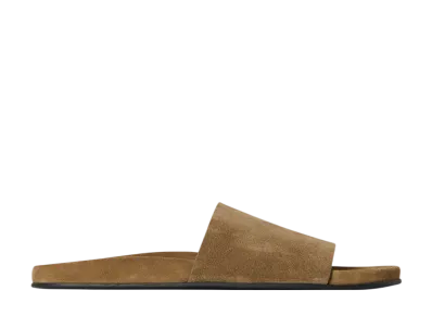 The Row Hugh Slide in Suede "Military"