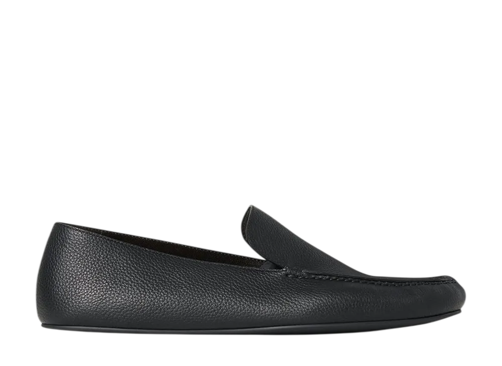 The Row Leo Slipper in Leather "Black"