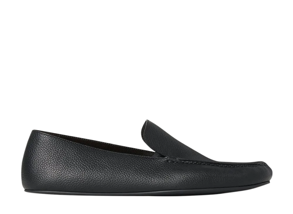 The Row Leo Slipper in Leather "Black"