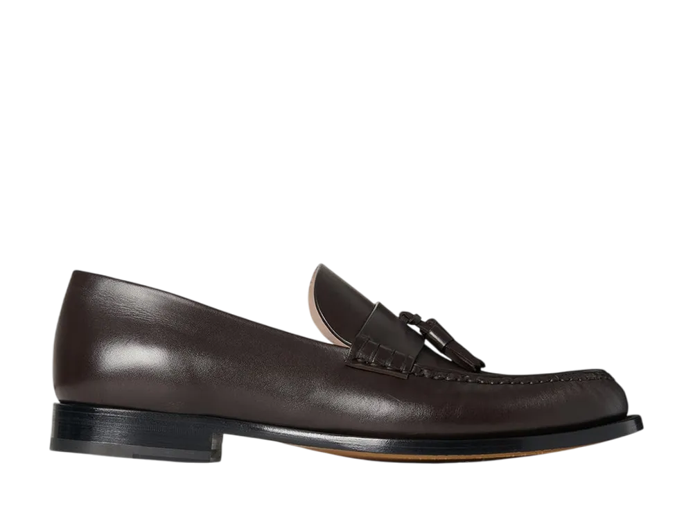 The Row Novus Tassel Loafer in Leather "Lacquer Brown"