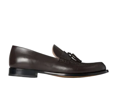 The Row Novus Tassel Loafer in Leather "Lacquer Brown"