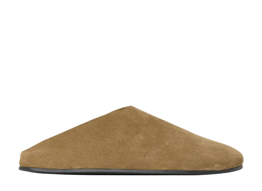 The Row Hudson Slide in Suede "Military"