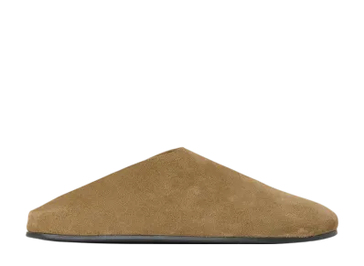The Row Hudson Slide in Suede "Military"