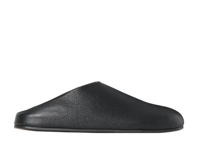 The Row Hudson Slide in Leather "Black"
