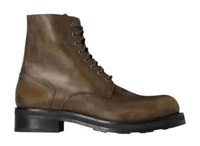The Row Lug Sole Lace Up Boot in Leather "Dark Taupe"