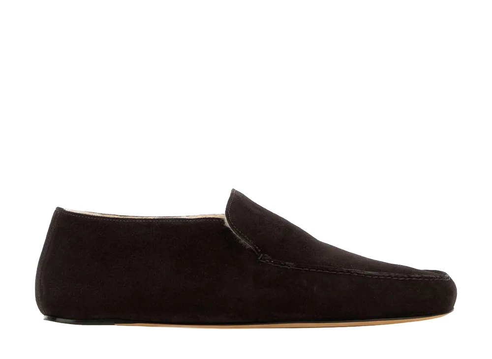 The Row Suede Leo Loafers "Dark Brown"