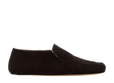 The Row Suede Leo Loafers "Dark Brown"