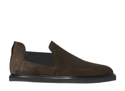 The Row Parker Slip On Shoe in Suede "Pepper"