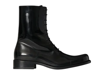 The Row Kai Lace Up Boot in Leather "Black"