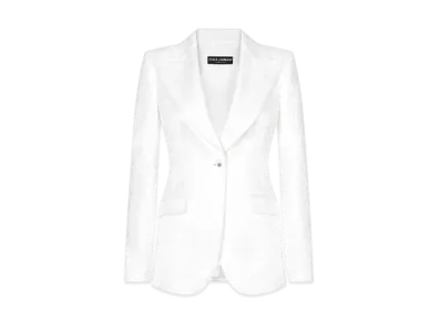 DOLCE&GABBANA Single-Breasted Brocade Turlington Blazer "White"