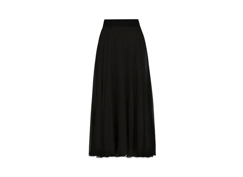 DOLCE&GABBANA Chiffon Calf-Length Circle Skirt "Black"