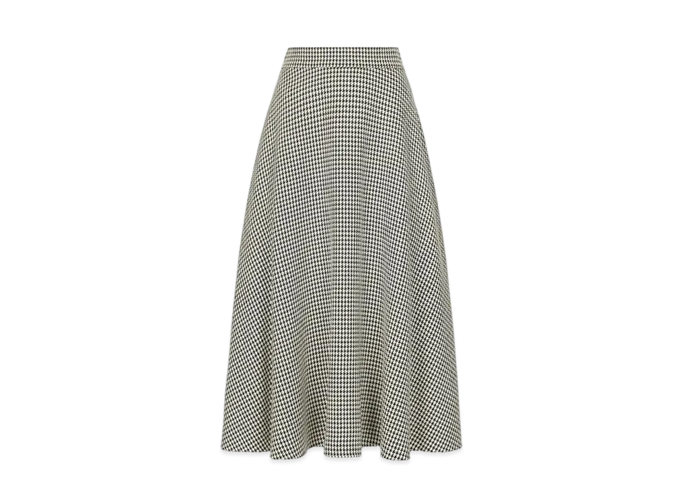 DOLCE&GABBANA Calf-Length Wool Houndstooth Circle Skirt "Multicolor"