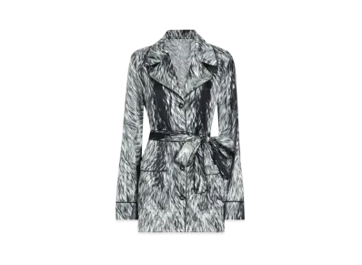 DOLCE&GABBANA Silk Satin Pajama Shirt With Fur Print "Gray"