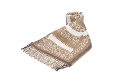 LOEWE Cashmere Blend Allover Pattern Scarf "Beige"