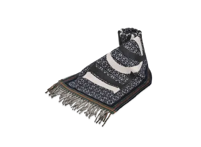 LOEWE Cashmere Blend Allover Pattern Scarf "Navy"