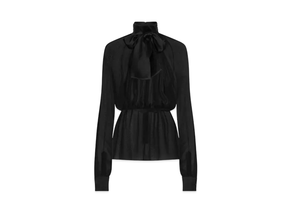 DOLCE&GABBANA Chiffon Pussy-Bow Blouse "Black"