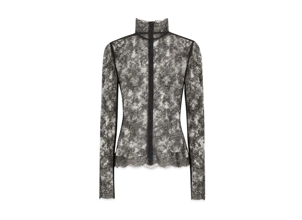 DOLCE&GABBANA Floral Lace Turtle-Neck Top "Black"