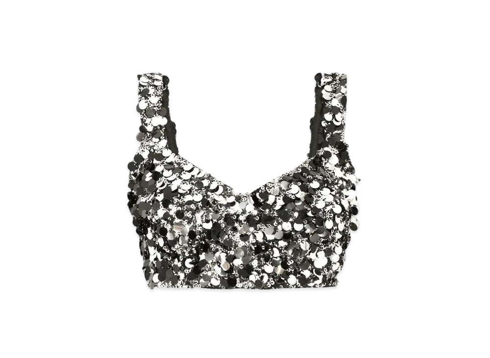 DOLCE&GABBANA Sequined Bralette Top "Silver"