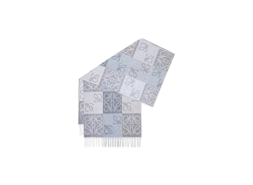 LOEWE Checkerboard Scarf "Blue/White"