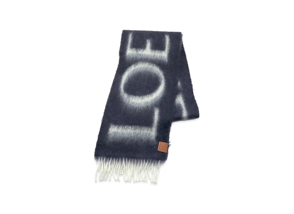 LOEWE Women's Wool Mohair Scarf "Navy/Gray"