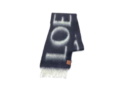 LOEWE Women's Wool Mohair Scarf "Navy/Gray"