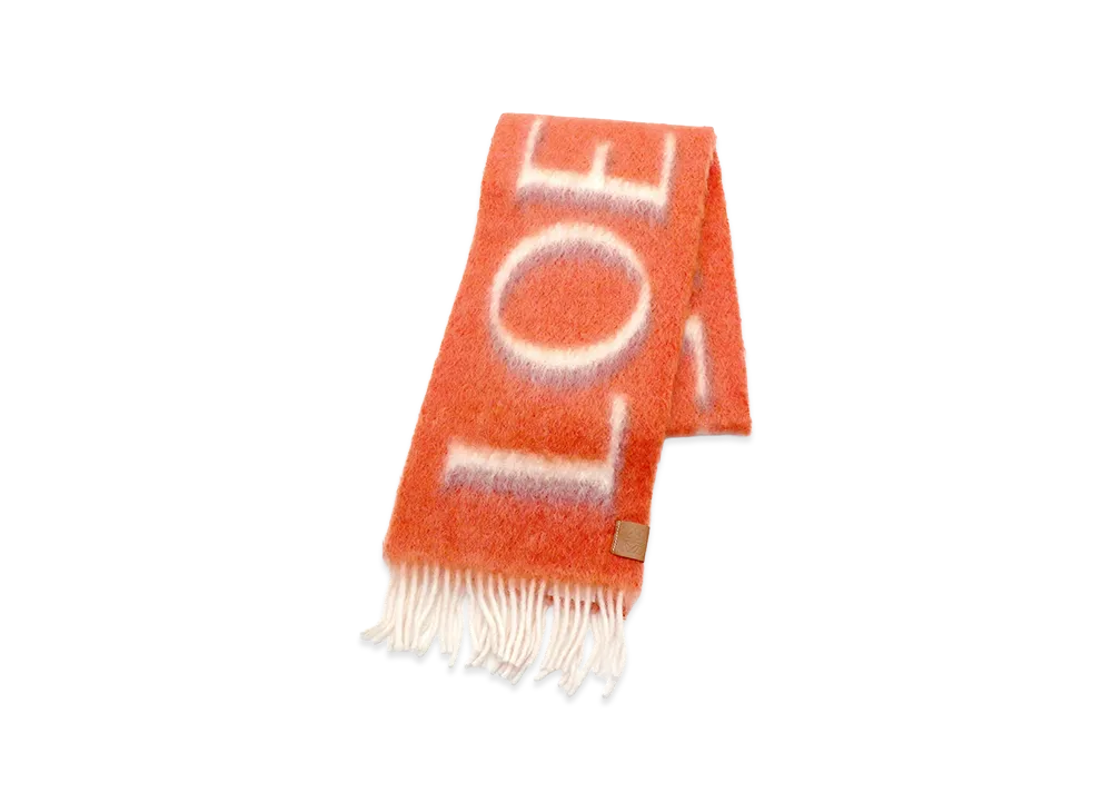 LOEWE Women's Wool Mohair Scarf "Orange/Red"