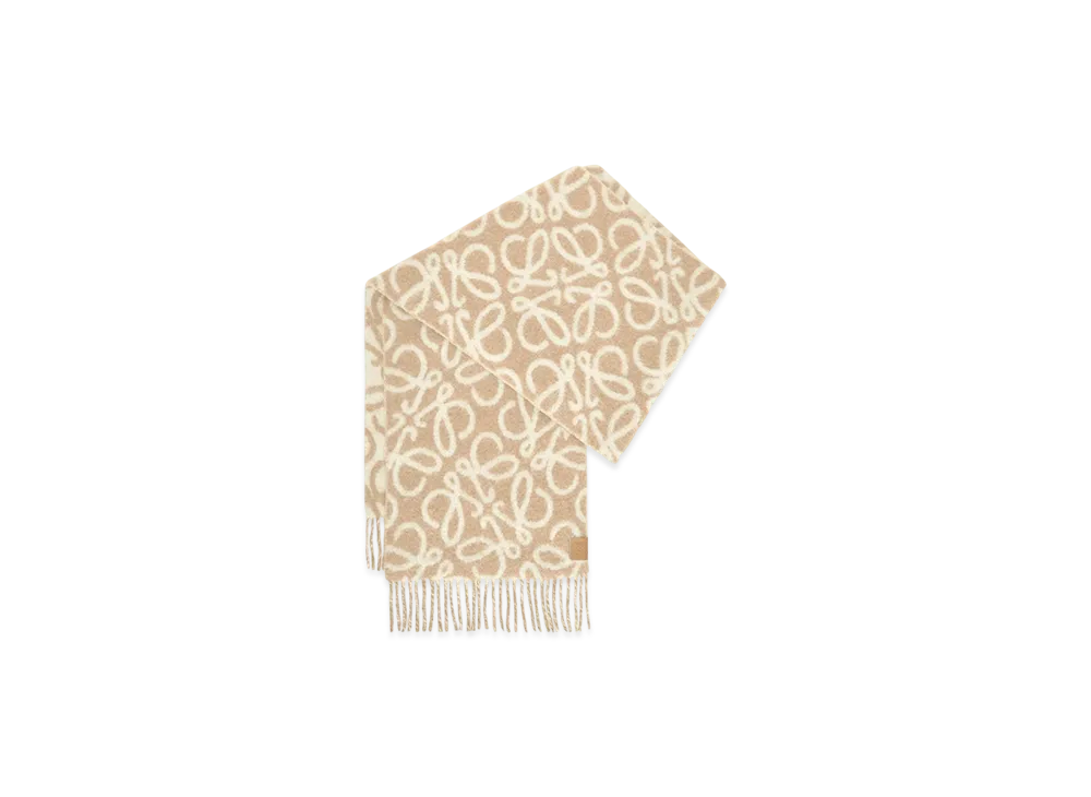 LOEWE Anagram Scarf "Beige/White"