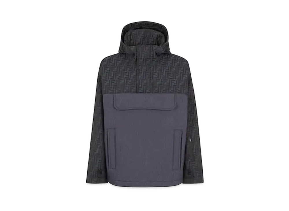 FENDI Men's Ski Jacket FF Jacquard Anorak "Blue"