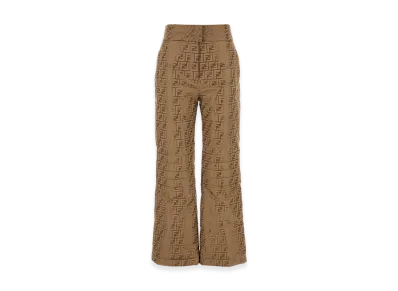 FENDI Women's Embroidered Cotton Blend Pant "Brown"