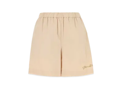 FENDI Women's Stretch Cotton Blend Shorts "Beige"
