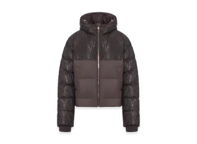 FENDI Women's Padded Jacket In FF Jacquard Technical Fabric "Brown"