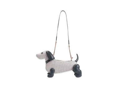 THOM BROWNE Check Pebble Grain Chain Mini Hector Bag "White"