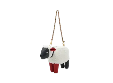 THOM BROWNE Shearling Wool Small Sheep Bag "White"